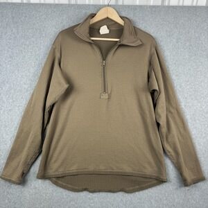 US Military Shirt Cold Weather Mens M Beige Waffle Gen III Mid Weight 1/4 Zip
